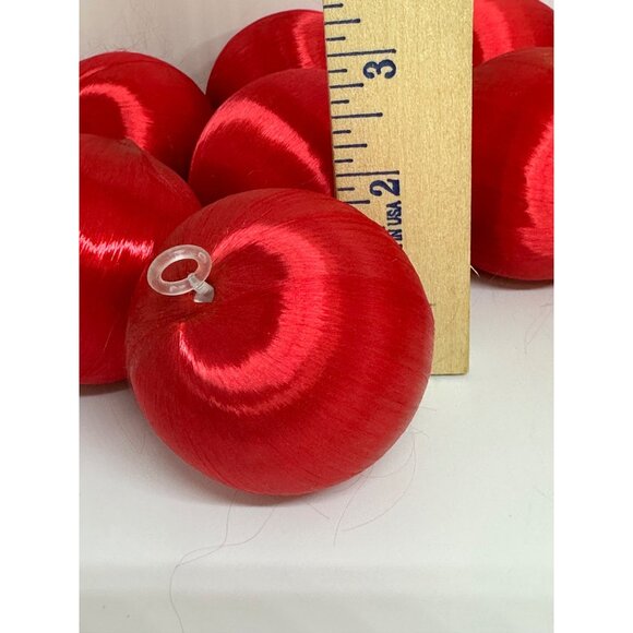 VTG Red Satin Christmas Ball Ornaments Lot Unbreakable 2" Retro Holiday Decor - Picture 10 of 10